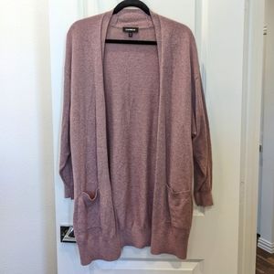 Express Marled Pink Long Open Cardigan XS